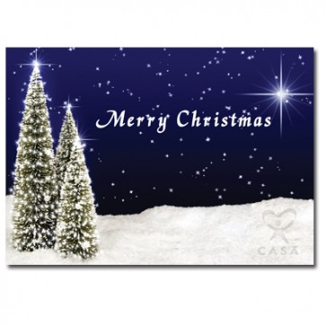 CUSTOM Christmas Card - Lighted Tree Landscape - Direct Print/ No envelopes