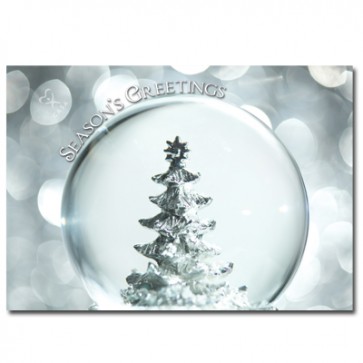 CUSTOM Christmas Card - Snow Globe (Pewter Tree) - Direct Print/ No envelopes