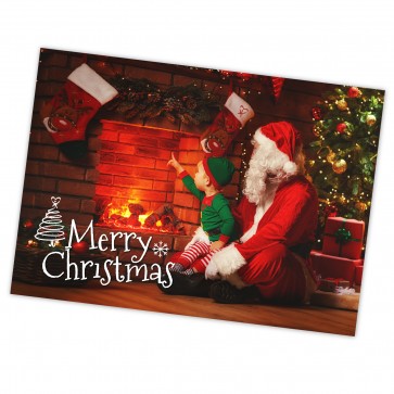 Merry Christmas Santa & Kid Cards - 25 per set